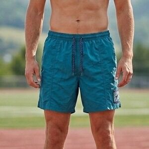 Vintage Speedo Shorts Men's Size XL Turquoise Blue Swim Trunks Mesh Drawstring
